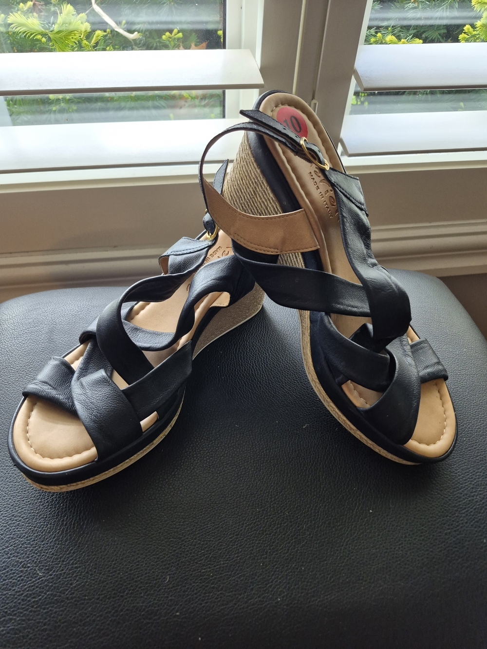 Black Crisscross Wedge Sandals with Ankle Strap